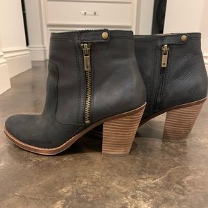 Black leather booties
